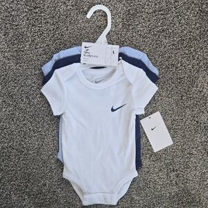 Nike Infant Bodysuit Trio - White, Light Blue, and Navy